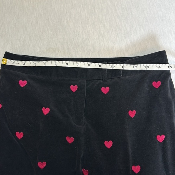LILLY PULITZER Black Embroidered Hearts Stretch Velveteen Pants Women’s Size 6 - Picture 7 of 14